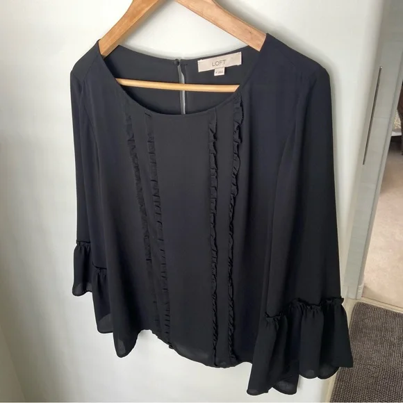 LOFT Ruffle Bell Sleeve Blouse - Picture 4 of 7
